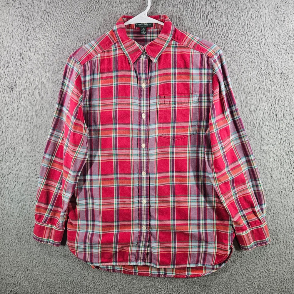Lauren Jeans Co Ralph Lauren Red Plaid Cotton Button Down Shirt Womens Small